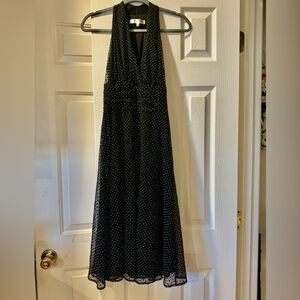 Super Fun Evan-Picone Dress with Halter Top Black w White polkadots size 4
